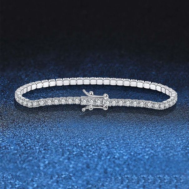 Modern Style Solid Color Sterg Sier Inlay Zircon Tennis Bracelet_ipsvogv.com