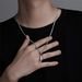 Retro wishing stone necklace trendy men's personality neutral style meteorite color matching pendant men's hip hop sweater chain accessories_ipsvogv.com