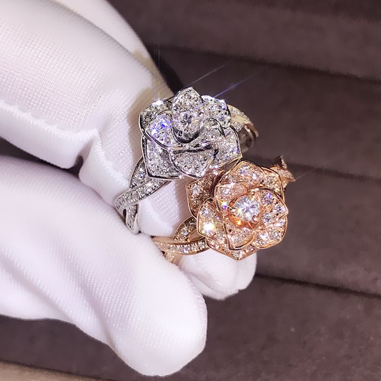 Sanjie's New Gold Plated Simulated Ring, Rose Socialite Wedding Ring_ipsvogv.com
