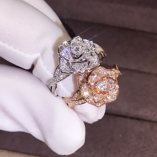 Sanjie's New Gold Plated Simulated Ring, Rose Socialite Wedding Ring_ipsvogv.com