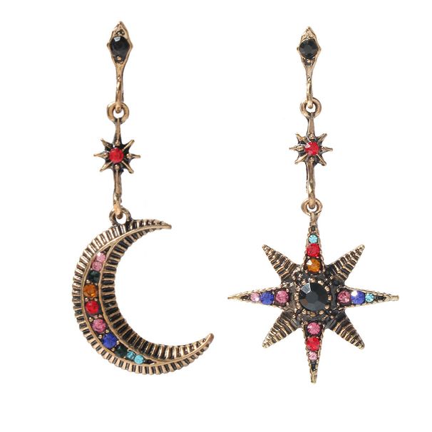 Women’s Jewelry Set Fashion Personality Alloy Diamond Star Moon Asymmetrical EarringsFashion Simple Earrings For Women_ipsvogv.com