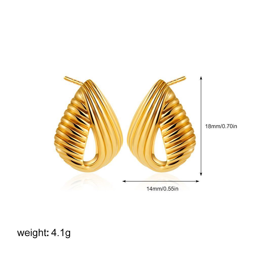 Unisex Light Luxury Hollow Earrings Oval Teardrop Twill Earrings Fashionable And Simple Earrings_ipsvogv.com