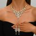 Women’s Jewelry Set Fashion Exaggerated Rhinestone Necklace Earrings Set Bridal Dress Banquet Female Accessories_ipsvogv.com