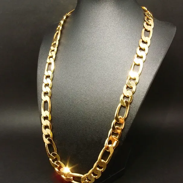 New Heavy 94g 12mm Yellow Solid Gold Filled Mens Necklace Curb Chain Jewelry_ipsvogv.com