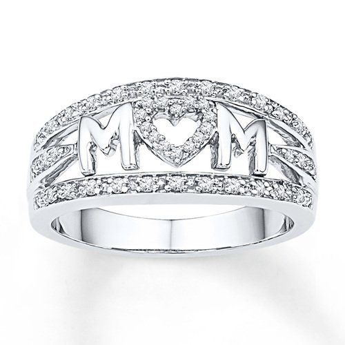 Day Gift MOM Mother's Plated In White Gold With Diamonds Heart Shaped Ring Women's Jewelry_ipsvogv.com