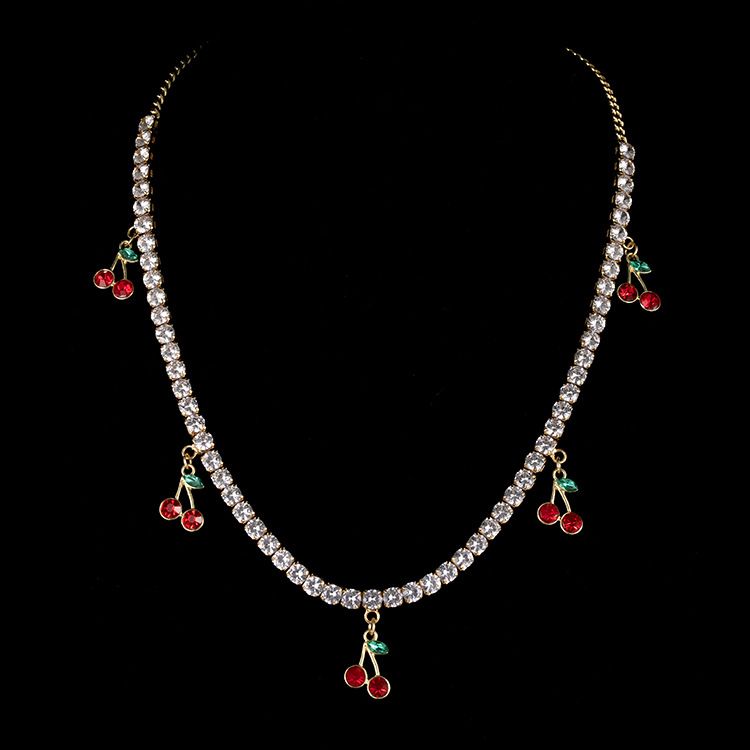 Women’s Jewelry Set Fashion Hot Red Cherry Pendant Necklace For Women Light Luxury Chain Niche Design High End Clavicle Temperament Gift_ipsvogv.com
