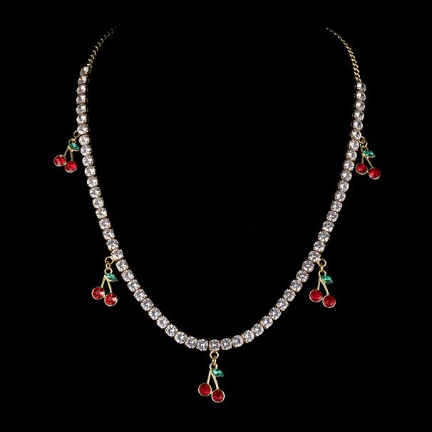 Women’s Jewelry Set Fashion Hot Red Cherry Pendant Necklace For Women Light Luxury Chain Niche Design High End Clavicle Temperament Gift_ipsvogv.com