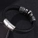 Punk Style Exquisite Peach Heart Skull Stainless Steel Charm Men's Leather Bracelet Straight_ipsvogv.com