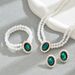 Fashion Commuter Style Niche Bracelet Earrings Necklace Set Female Inlaid Green Diamond Pearl Clavicle Chain Jewelry_ipsvogv.com