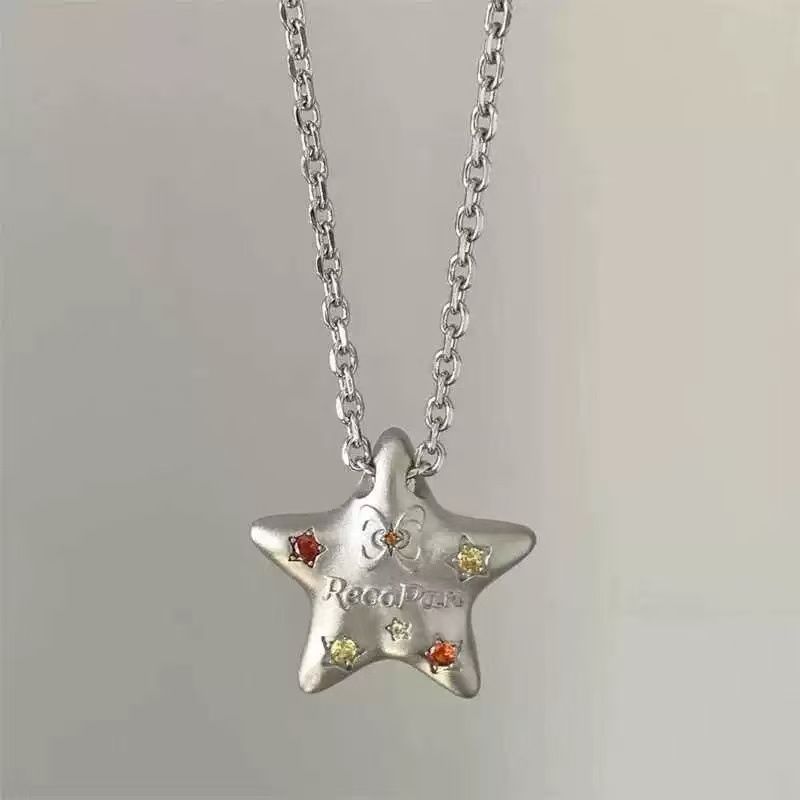 Ins Liquid Lava Irregular Moon Star Pendant Necklace Female Sweet Cool Spicy Girl Wind Clavicle Chain_ipsvogv.com