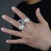 Men's Hiphop Geometric Ring With Diamond Accents, Silver Tone, Sizes 8-10 Ring Style Hip Hop Street Trend Men's Jewelry_ipsvogv.com