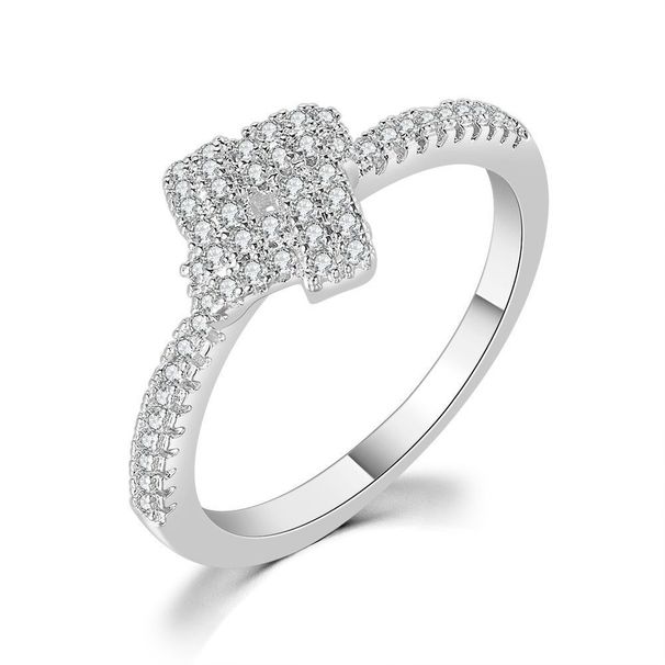 Three dimensional sugar cube earrings and rings two piece set for women's gold plated micro inlaid zircon jewelry set_ipsvogv.com