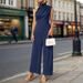 Women's Clothing sleeveless solid color swing collar jumpsuit_ipsvogv.com