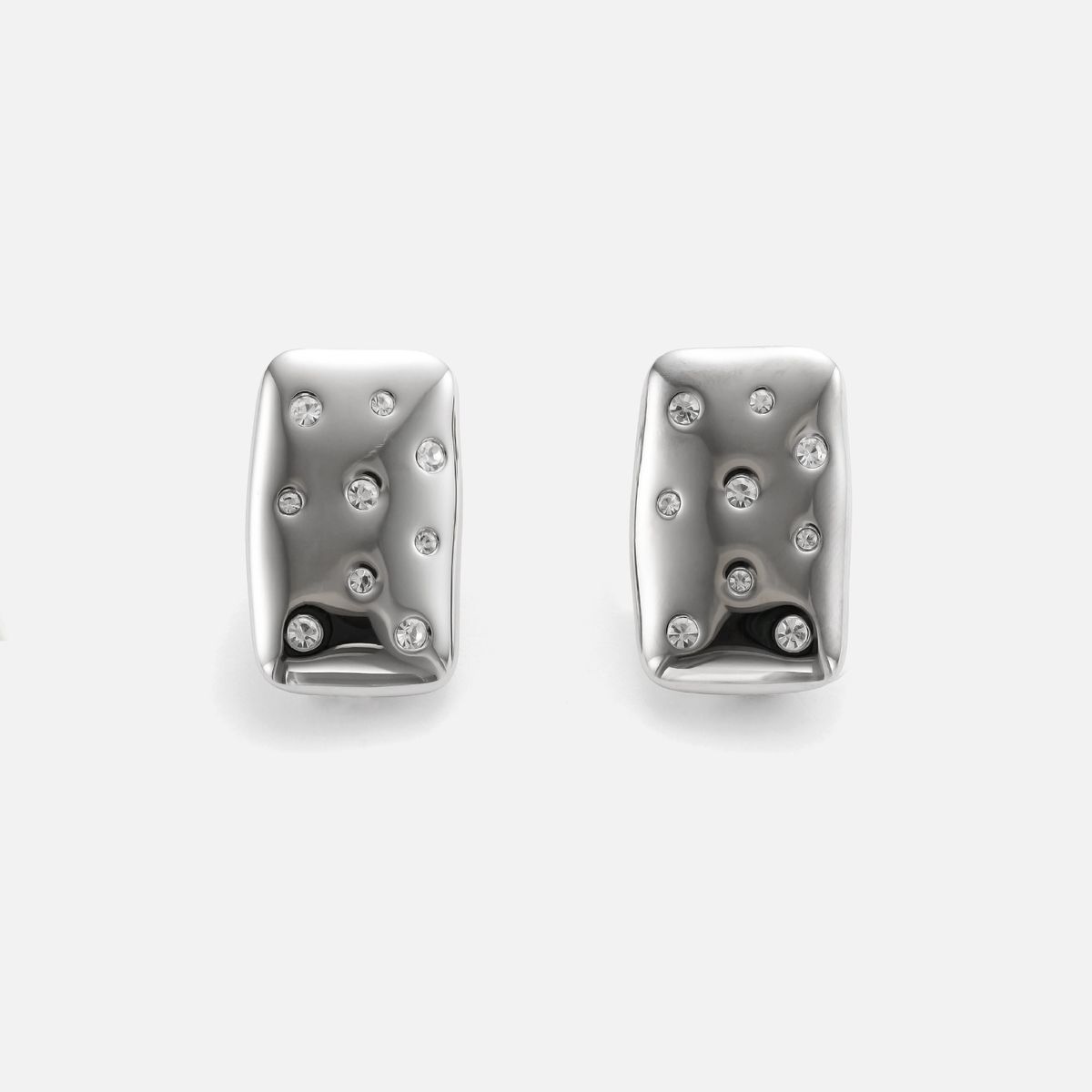 Real Gold Electroplated Titanium Steel Polished Square Zircon Fashionable Dancer Gold And Silver Earrings_ipsvogv.com