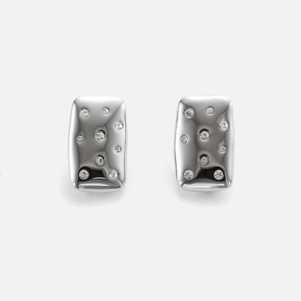Real Gold Electroplated Titanium Steel Polished Square Zircon Fashionable Dancer Gold And Silver Earrings_ipsvogv.com
