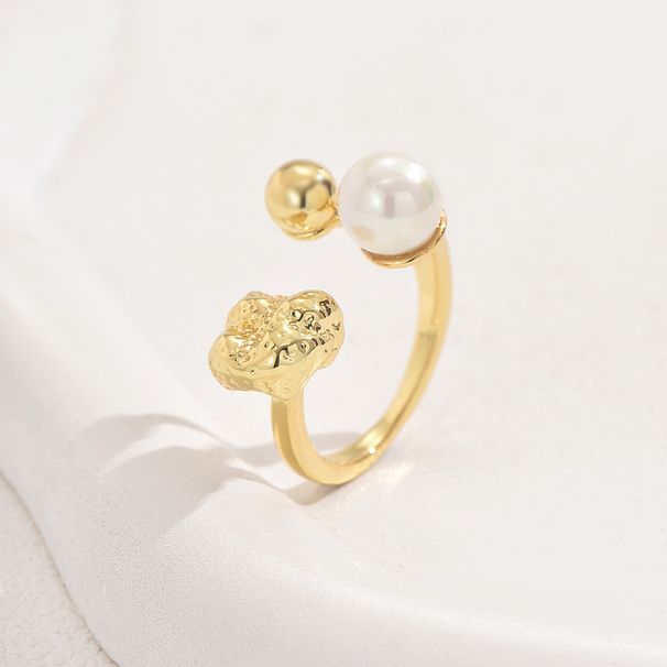 Women’s Jewelry Set Fashion Geometric Fashion OL Ladies Inlaid Pearl Ring Niche Pleated High End Design Open Index Finger Ring_ipsvogv.com