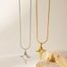 Four-Pointed Star Shell Pendant Necklace - Gold Plated Stainless Steel Clavicle Chain For Women_ipsvogv.com