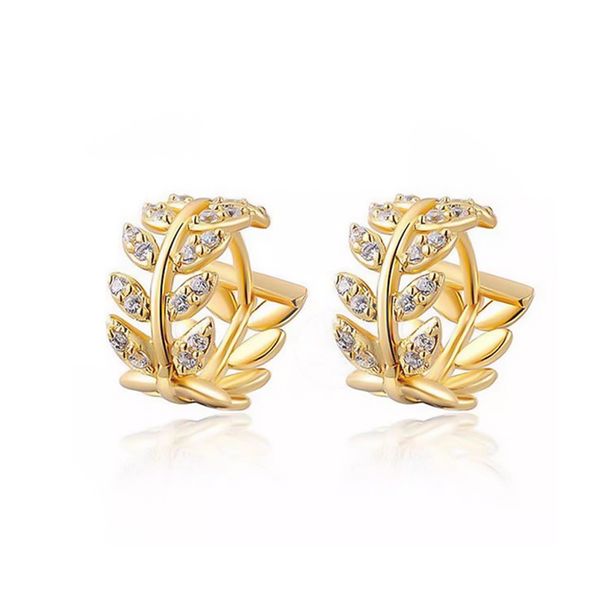 Women's Jewelry Retro Leaf Zircon Earrings Light Luxury High End Design Diamond Studded Exquisite Earrings_ipsvogv.com