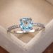 Cao Shi Jewelry Micro Set Zircon Blue Square Diamond For Women's Simple Engagement Ring_ipsvogv.com