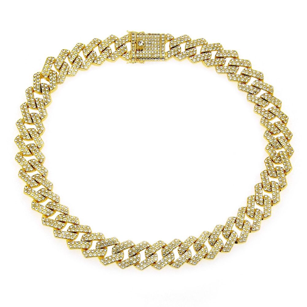 Hiphop Men's Cuban Gold Necklace 20mm Three Dimensional Diamond Thick Chain_ipsvogv.com