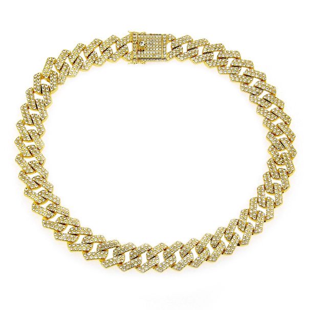 Hiphop Men's Cuban Gold Necklace 20mm Three Dimensional Diamond Thick Chain_ipsvogv.com