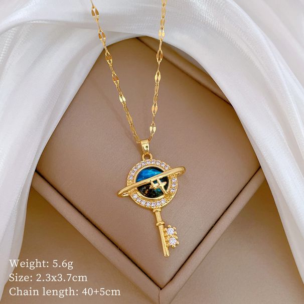 【 】 Key Starry Sky Light Luxury Charm Gorgeous Full Diamond Necklace Women's Versatile Clavicle Titanium Steel Chain_ipsvogv.com