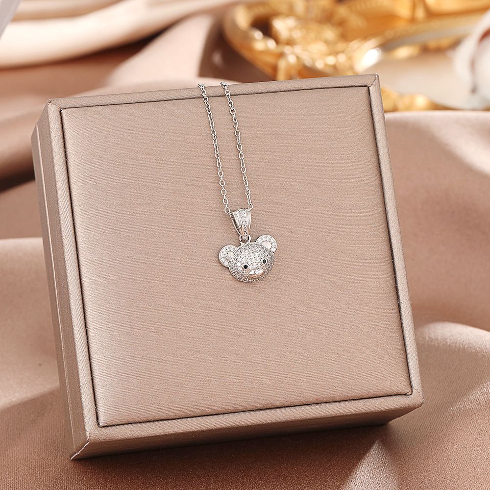 Fashionable, Simple, Full Of Diamonds, Cute Little Bear, Titanium Steel Necklace, Women's Instagram Trendy, Niche,_ipsvogv.com