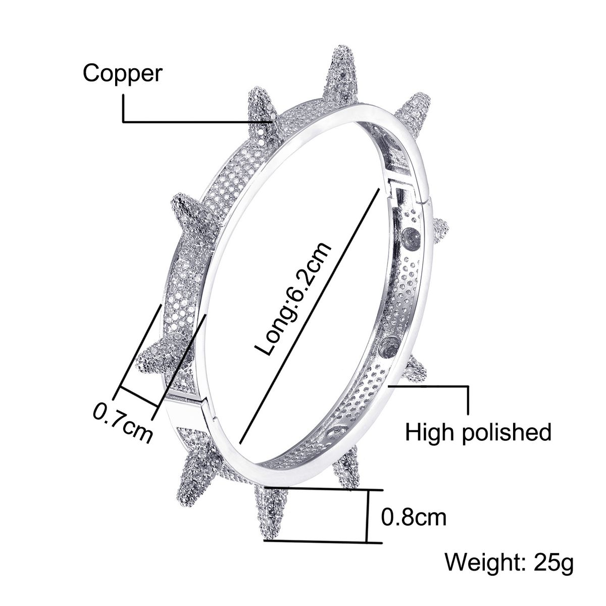 Rivet Punk Heavy Metal Full Zircon Hip Hop Trendy Brand Personality Men's Bracelet_ipsvogv.com