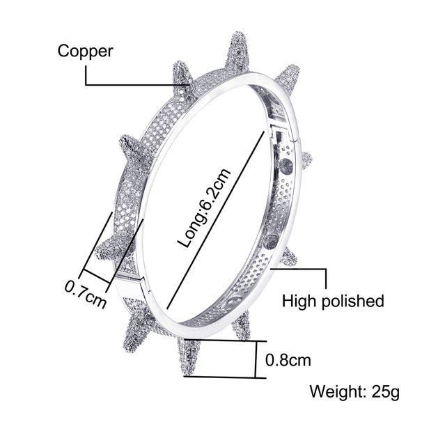 Rivet Punk Heavy Metal Full Zircon Hip Hop Trendy Brand Personality Men's Bracelet_ipsvogv.com