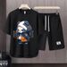 Men's Clothing 2024 Waffle Casual Summer Suit Men's Loose Teen Short sleeved T shirt Shorts Handsome Two piece Suit_ipsvogv.com