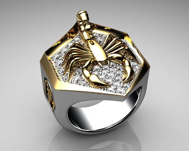 Three Male And Female Creative Animal Shaped Scorpion Fashion Two-color Alloy Dot Diamond Hip-hop Hand Clothing_ipsvogv.com