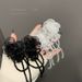 Unisex White Organza Flower Crystal Tassel Earrings New Style Trendy Long Niche Temperament Versatile Earrings For Women_ipsvogv.com