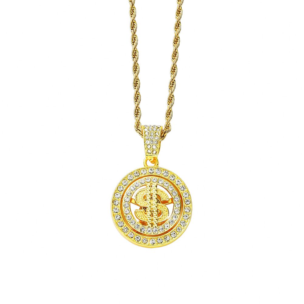 Hip Hop Full Diamond Personalized Nightclub Trendy People Rotating US Dollar Pendant Necklace_ipsvogv.com