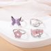New Personalized Fashion Pink Flower Purple Butterfly Dot Diamond Drip Oil 4-piece Set Ring_ipsvogv.com
