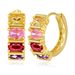 Colored zircon series light luxury earrings plated with K real gold color preserving retro peach heart round earrings_ipsvogv.com