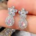 Cao Shi Sweet Girl's Pink Drop Heart Earrings Heavy Industry Design Luxury Style Earrings Fashion Flower Earrings_ipsvogv.com