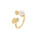 Geometric fashion OL women's inlaid pearl ring, niche pleated high-end design, open index finger ring_ipsvogv.com