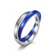Titanium steel buckle ceramic double ring double circle ring simple cross two color temperament couple hand jewelry pinky ring_ipsvogv.com