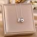 Sparkling Diamond Carved Circular Pendant Titanium Steel Necklace, Versatile And Personalized For Women, Ins Trend_ipsvogv.com