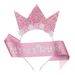 2 Years Old 3 Years Old 4 Years Old 5 Years Old 6 7 Years Old Little Girl Crown Pink Ribbon Children's Birthday Headband Etiquette Belt Set_ipsvogv.com