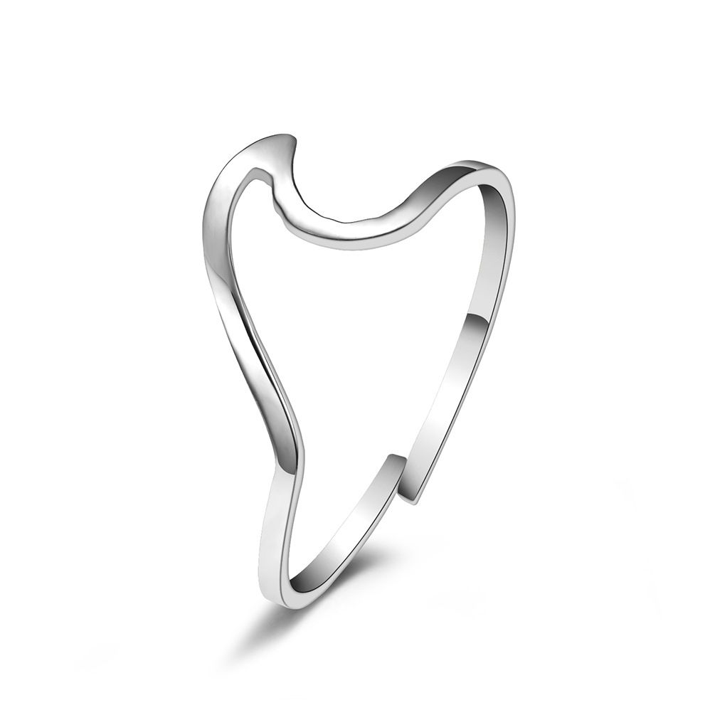 Wave opening adjustable women's elegant titanium steel rose gold plated tail ring_ipsvogv.com