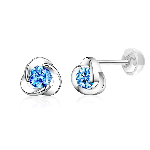 Hot Sale Real Gold Brass Electroplating Exquisite Small And Elegant Blue Zircon Earrings_ipsvogv.com