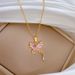 】 Pink 【 Butterfly Water Drop Light Luxury Charm Gorgeous Full Diamond Necklace Women's Versatile Clavicle Chain 【 】_ipsvogv.com