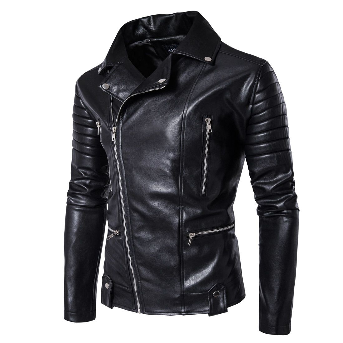 Men's Clothing New Men's Motorcycle Leather Jacket Multi zipper Men's Leather Jacket 1800 B003_ipsvogv.com