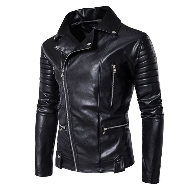 Men's Clothing New Men's Motorcycle Leather Jacket Multi zipper Men's Leather Jacket 1800 B003_ipsvogv.com