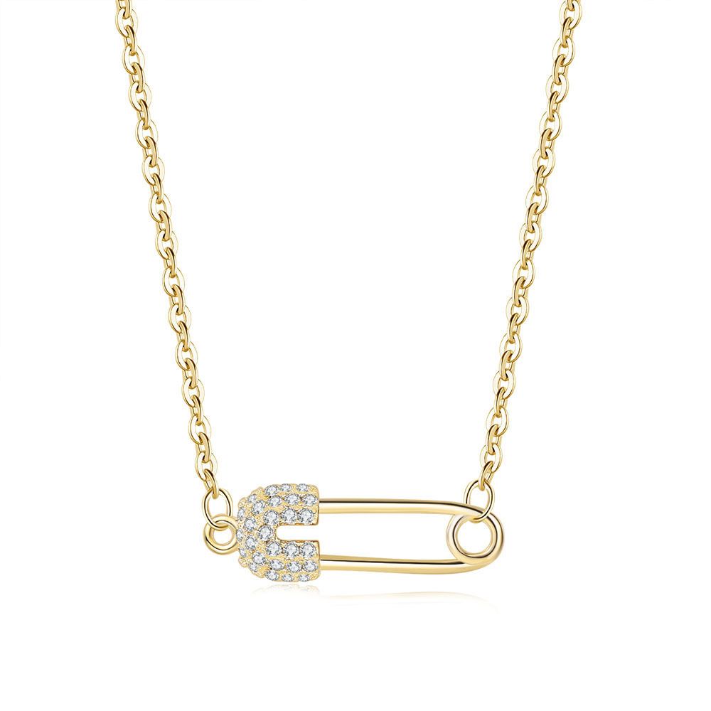 Unisex new fashion hollow zircon pendant necklace female 3 color pin personality clavicle chain hot selling jewelry_ipsvogv.com