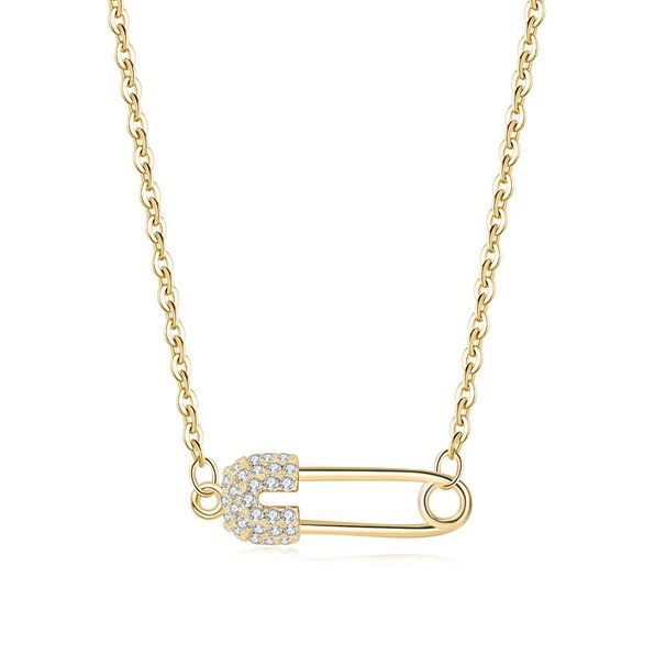 Unisex new fashion hollow zircon pendant necklace female 3 color pin personality clavicle chain hot selling jewelry_ipsvogv.com