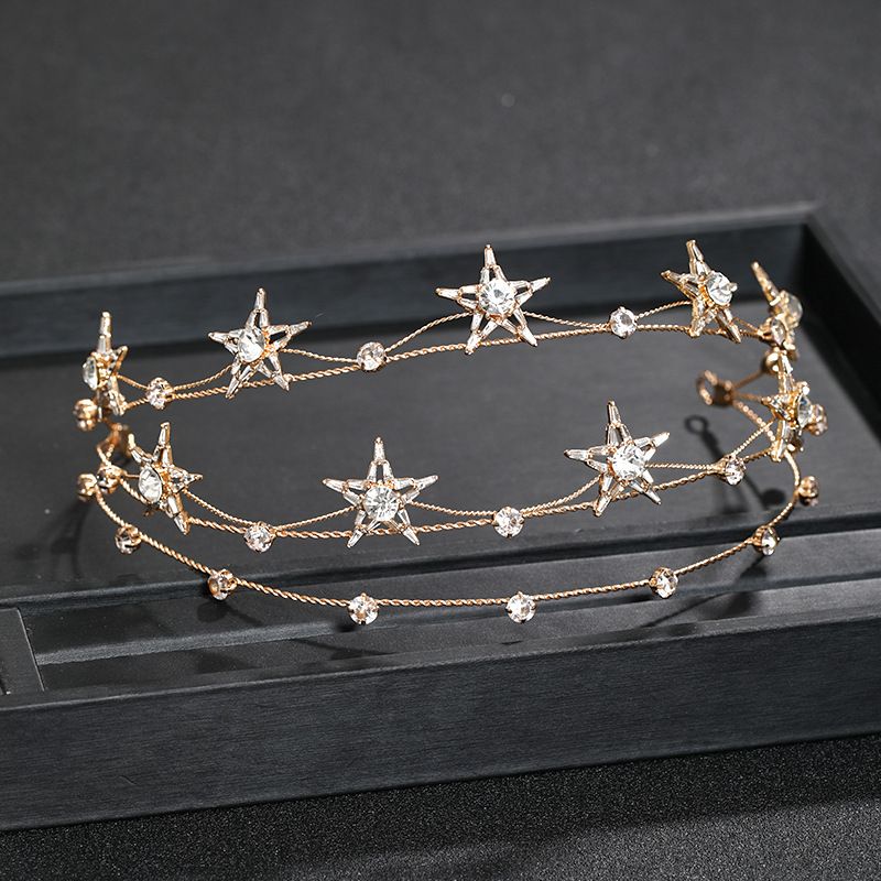 Bridal Headdress Multi Layer Five Pointed Star Crystal Hair Buckle Wedding Jewelry Headbands_ipsvogv.com