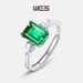 New S925 Silver Ring Women's Simple Princess Square Cultivated Emerald Fashion Gemstone Bracelet_ipsvogv.com