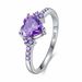 Natural Amethyst Zircon Silver Ring Fashion Wedding Heart Shaped Ring Jewelry Female_ipsvogv.com